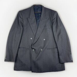 Vintage YSL Yves Saint Laurent Men's Double Breasted Blazer Black Wool READ**